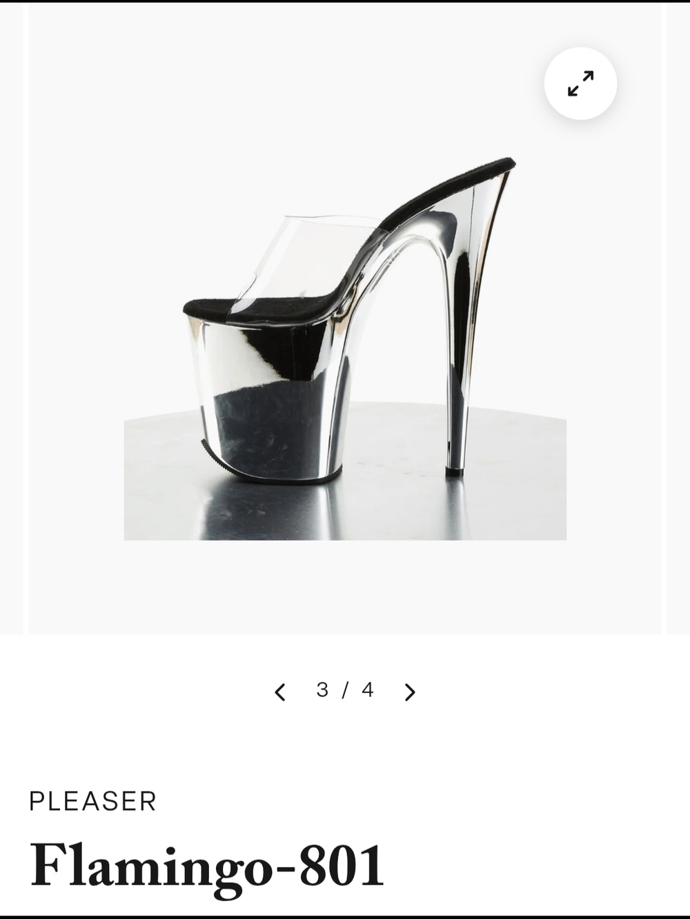 Pleaser Flamingo-801 Mirrored Silver Platform Mule